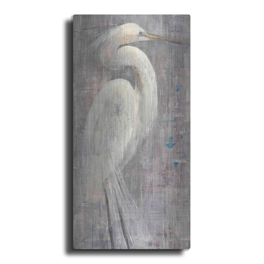 Luxe Metal Art 'Coastal Egret I Legs' by Albena Hristova, Metal Wall Art