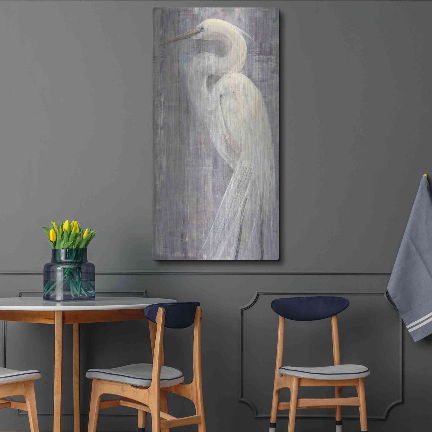 Luxe Metal Art 'Coastal Egret II Legs' by Albena Hristova, Metal Wall Art,24x48