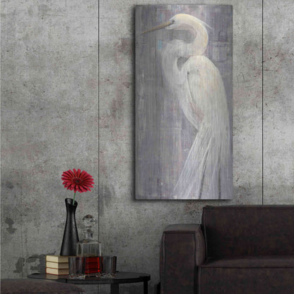 Luxe Metal Art 'Coastal Egret II Legs' by Albena Hristova, Metal Wall Art,24x48