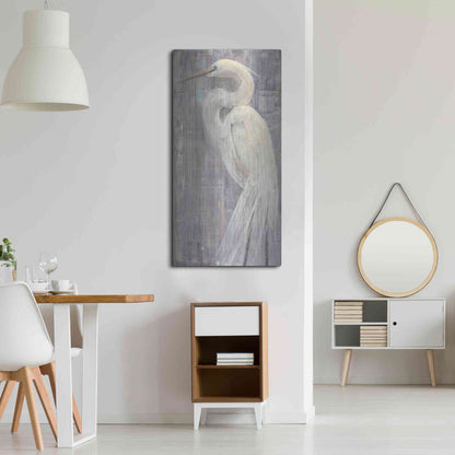 Luxe Metal Art 'Coastal Egret II Legs' by Albena Hristova, Metal Wall Art,24x48