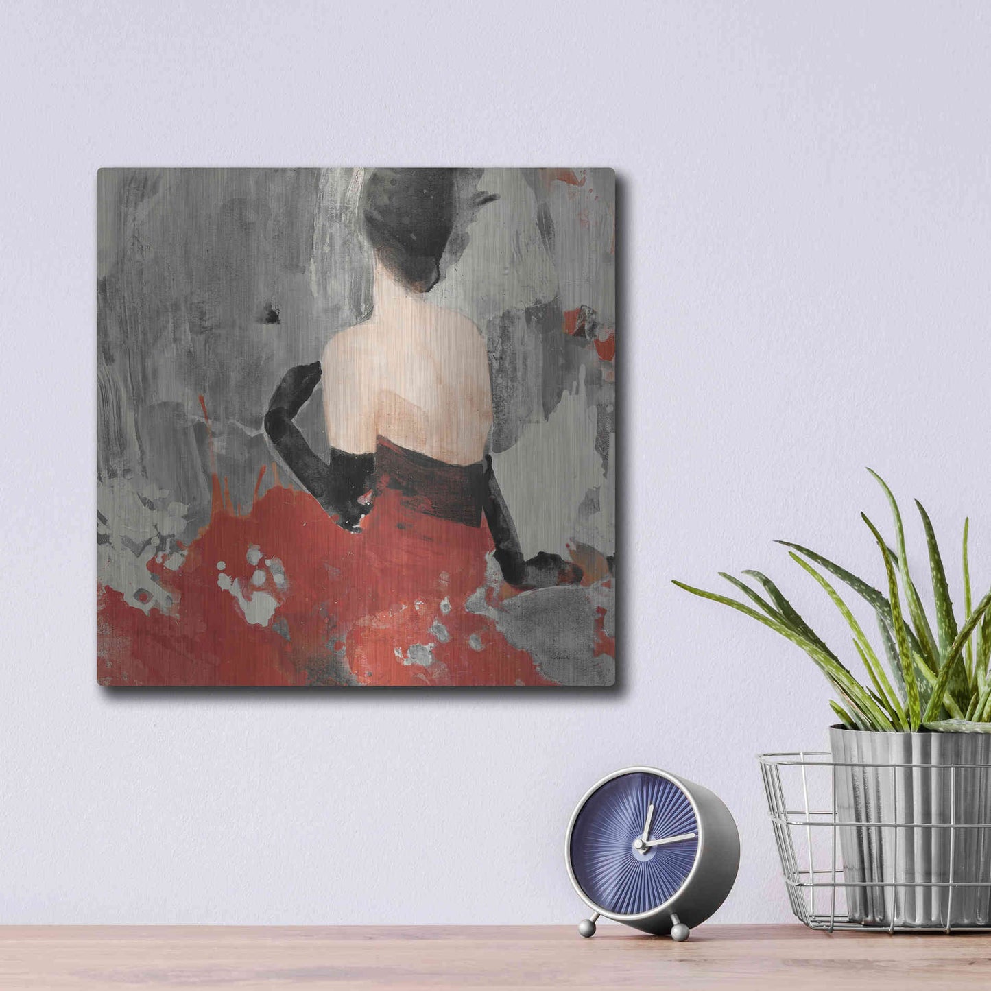 Luxe Metal Art 'Beautiful Gaze II Neutral' by Albena Hristova, Metal Wall Art,12x12