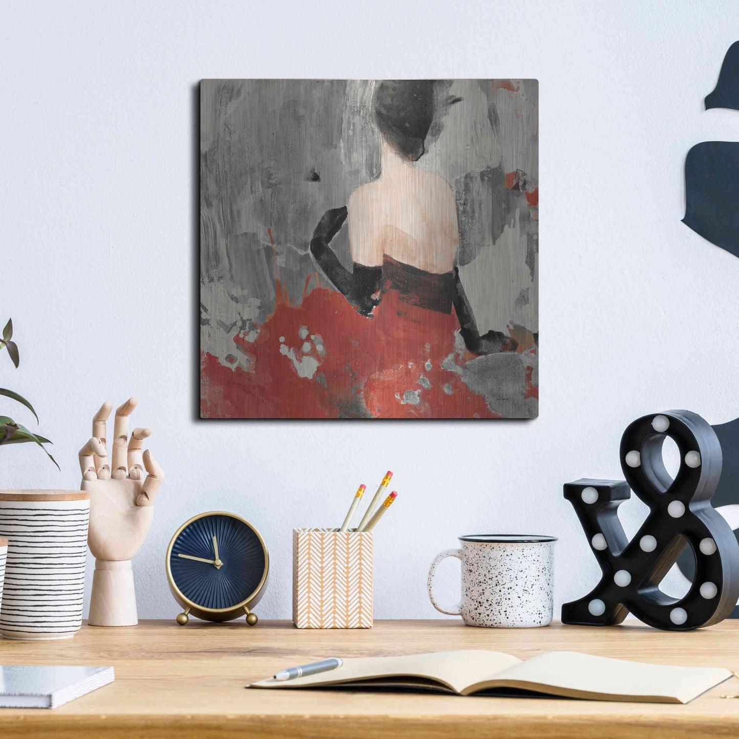 Luxe Metal Art 'Beautiful Gaze II Neutral' by Albena Hristova, Metal Wall Art,12x12