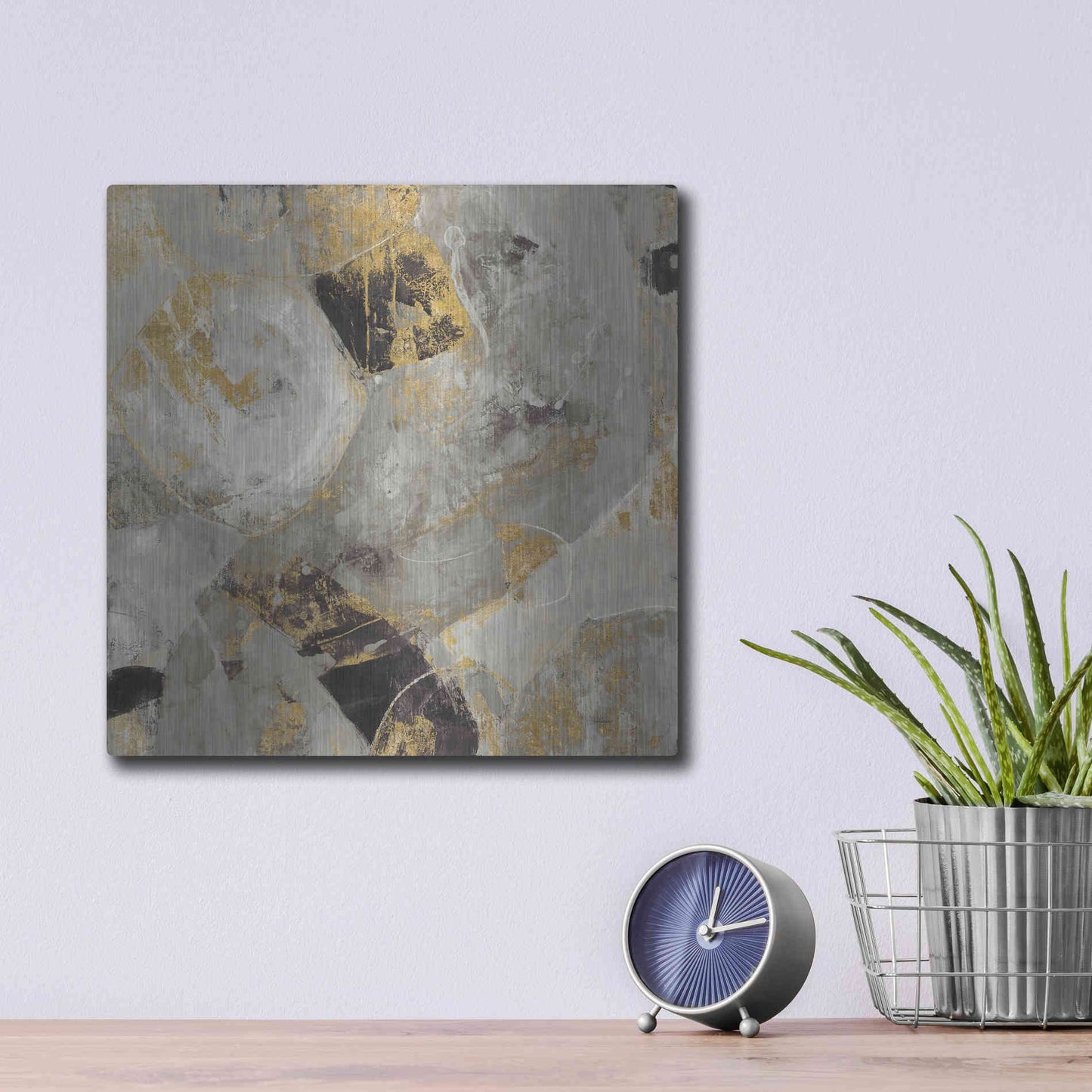 Luxe Metal Art 'Painted Desert Neutral' by Albena Hristova, Metal Wall Art,12x12