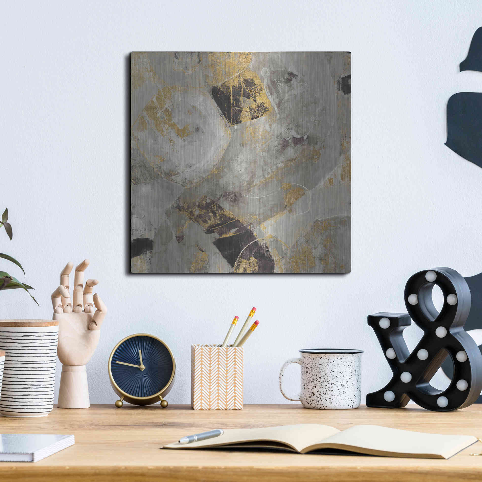 Luxe Metal Art 'Painted Desert Neutral' by Albena Hristova, Metal Wall Art,12x12