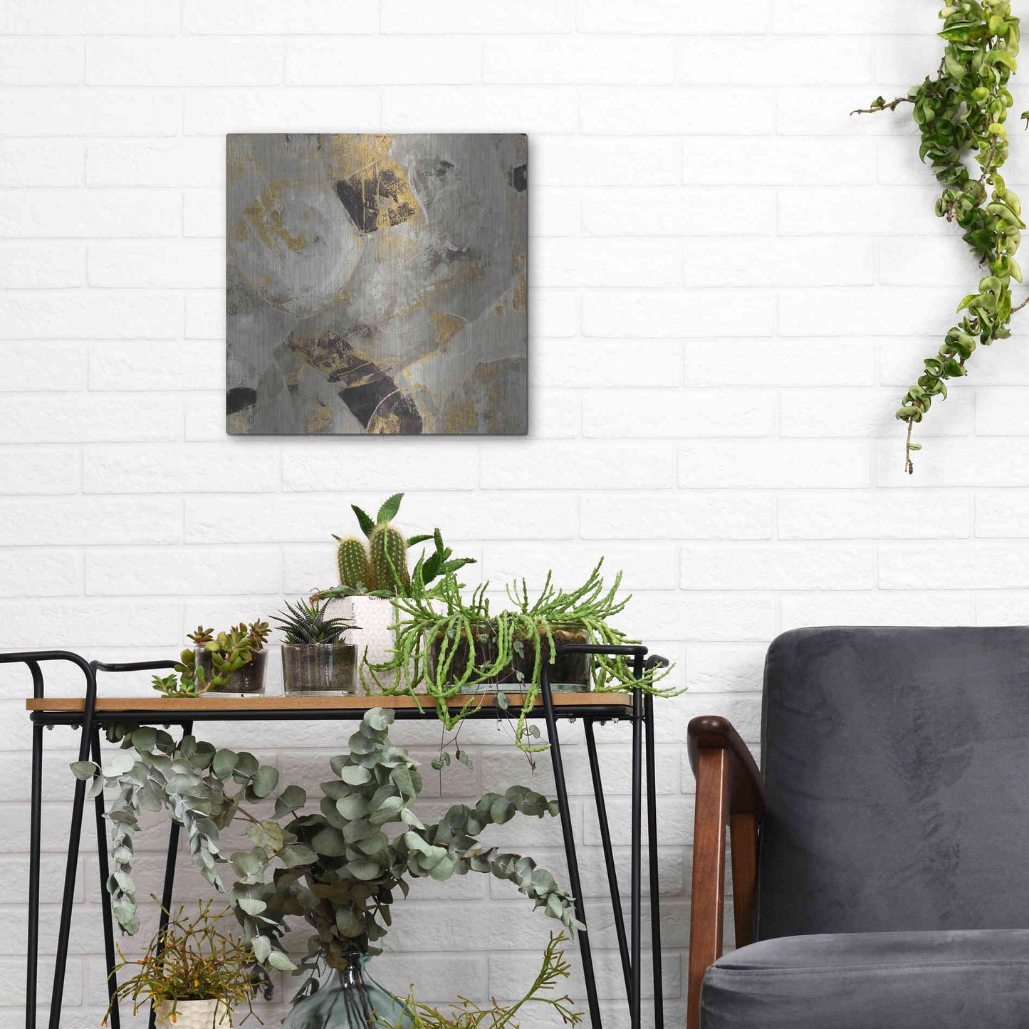 Luxe Metal Art 'Painted Desert Neutral' by Albena Hristova, Metal Wall Art,12x12