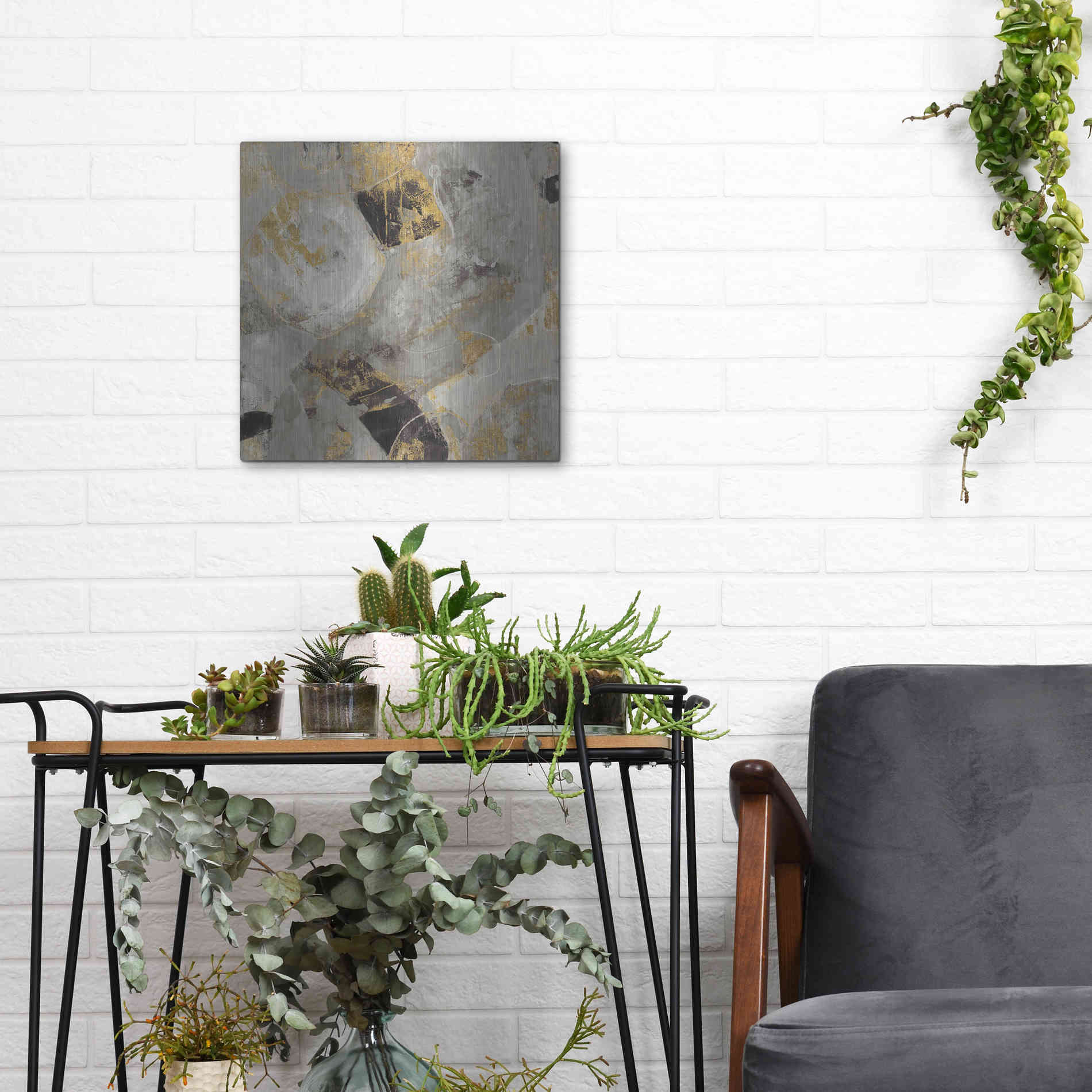 Luxe Metal Art 'Painted Desert Neutral' by Albena Hristova, Metal Wall Art,12x12