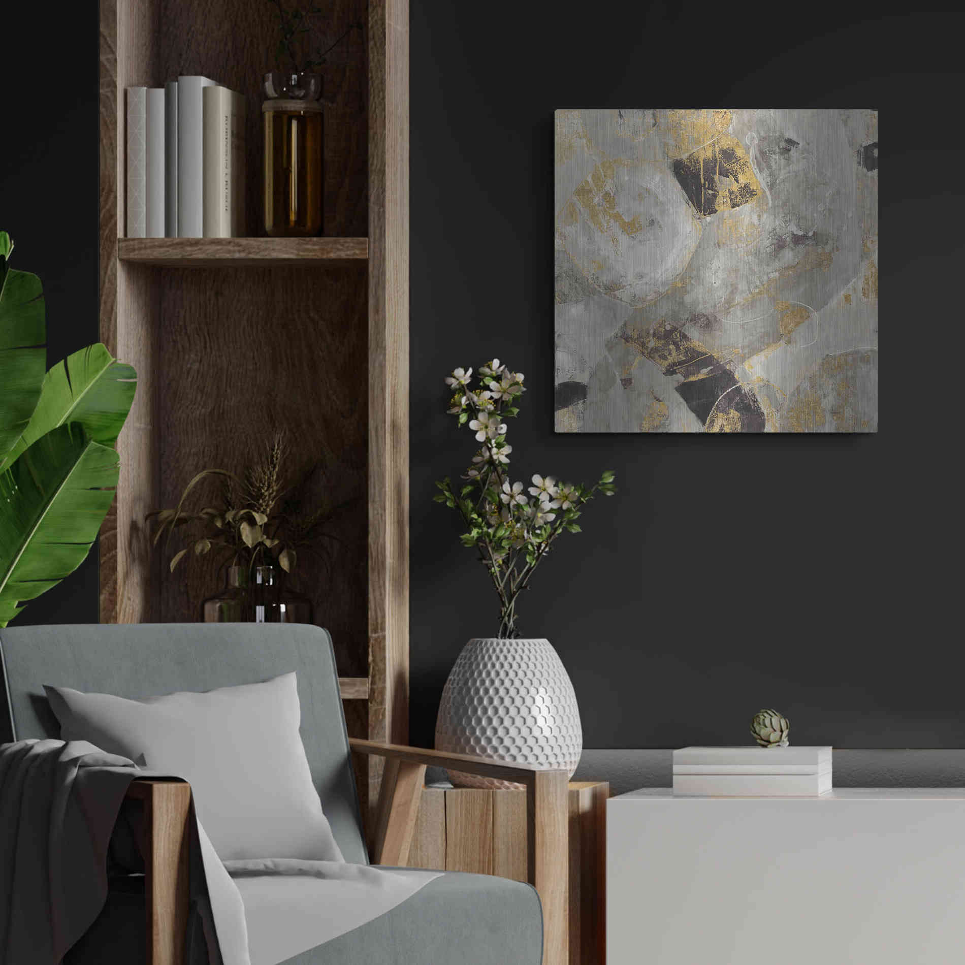 Luxe Metal Art 'Painted Desert Neutral' by Albena Hristova, Metal Wall Art,24x24
