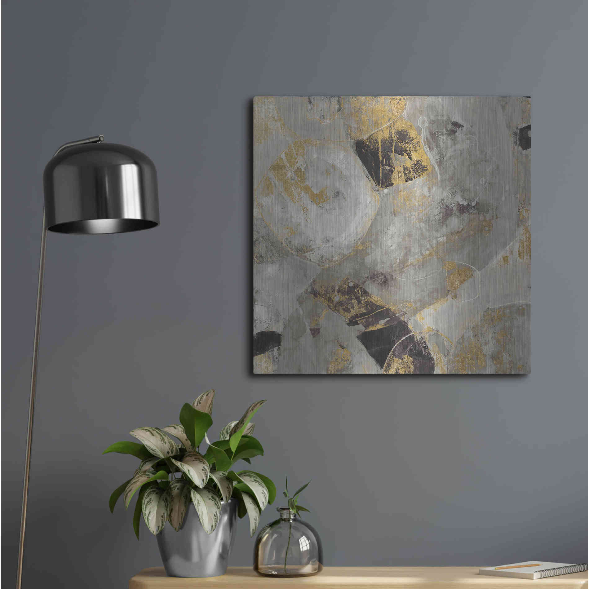 Luxe Metal Art 'Painted Desert Neutral' by Albena Hristova, Metal Wall Art,24x24