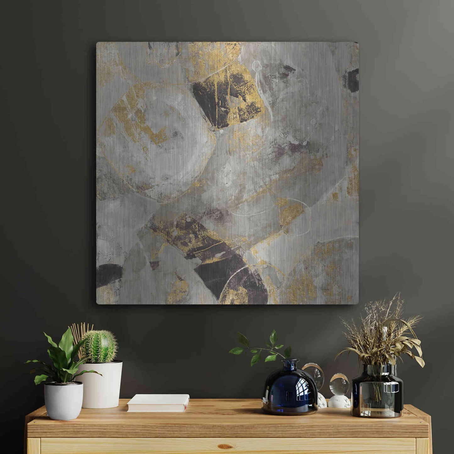 Luxe Metal Art 'Painted Desert Neutral' by Albena Hristova, Metal Wall Art,24x24