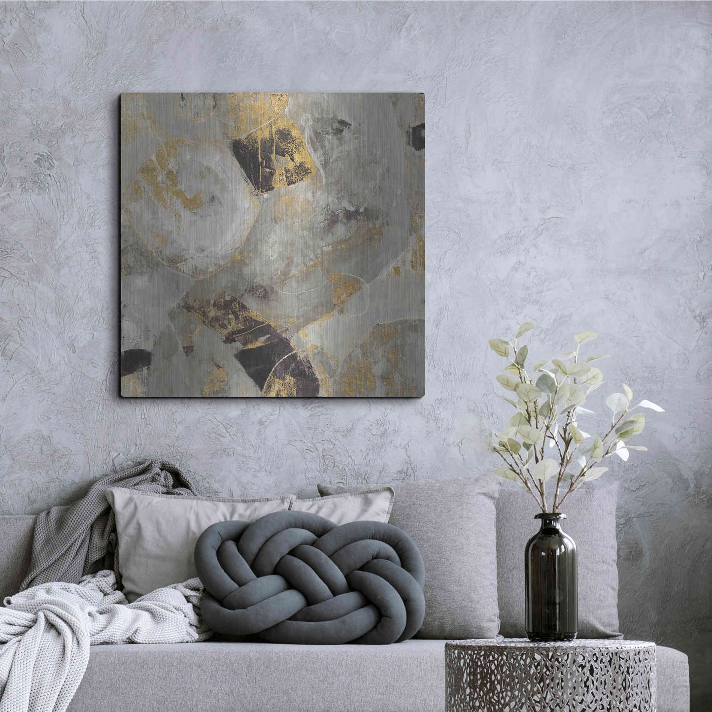 Luxe Metal Art 'Painted Desert Neutral' by Albena Hristova, Metal Wall Art,36x36