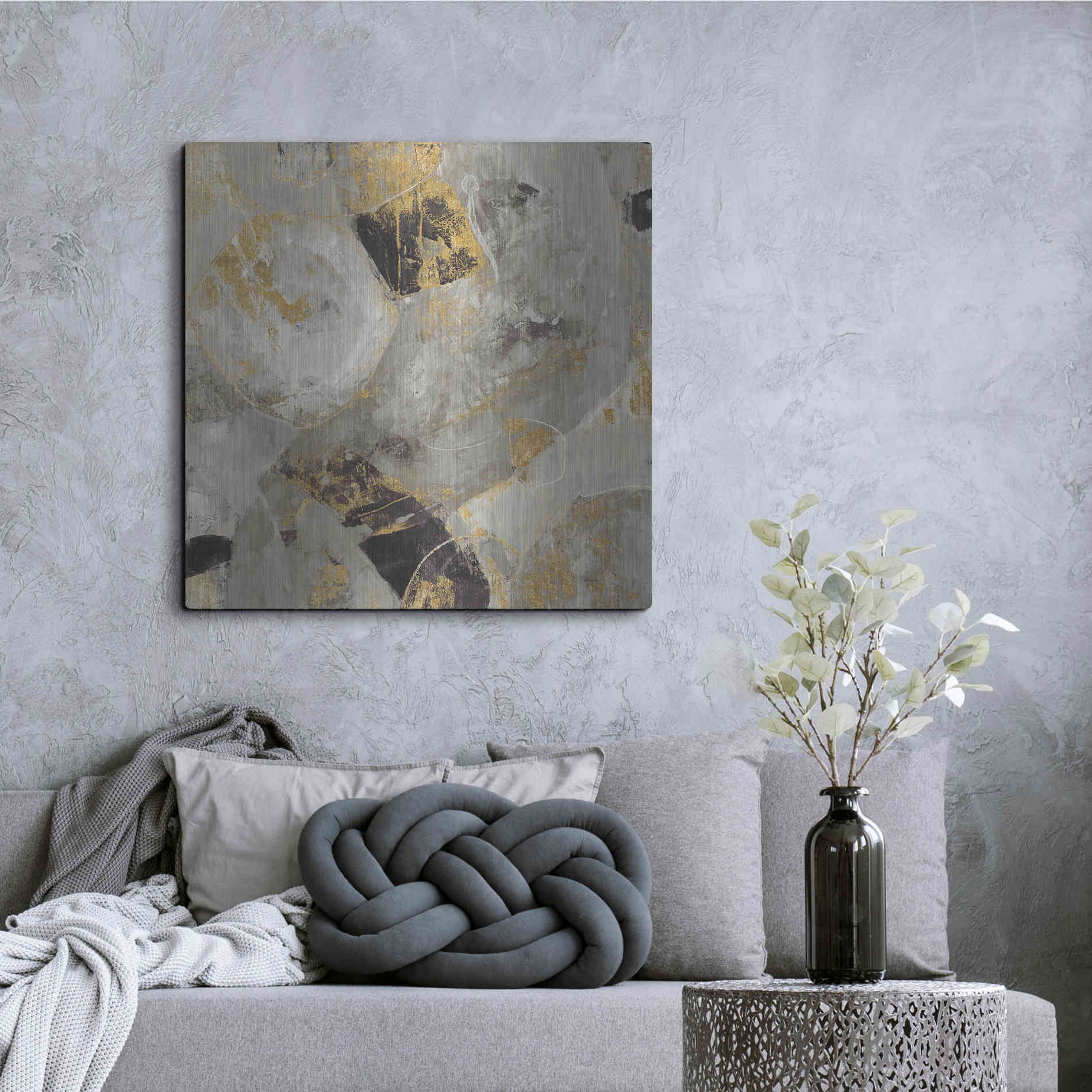 Luxe Metal Art 'Painted Desert Neutral' by Albena Hristova, Metal Wall Art,36x36