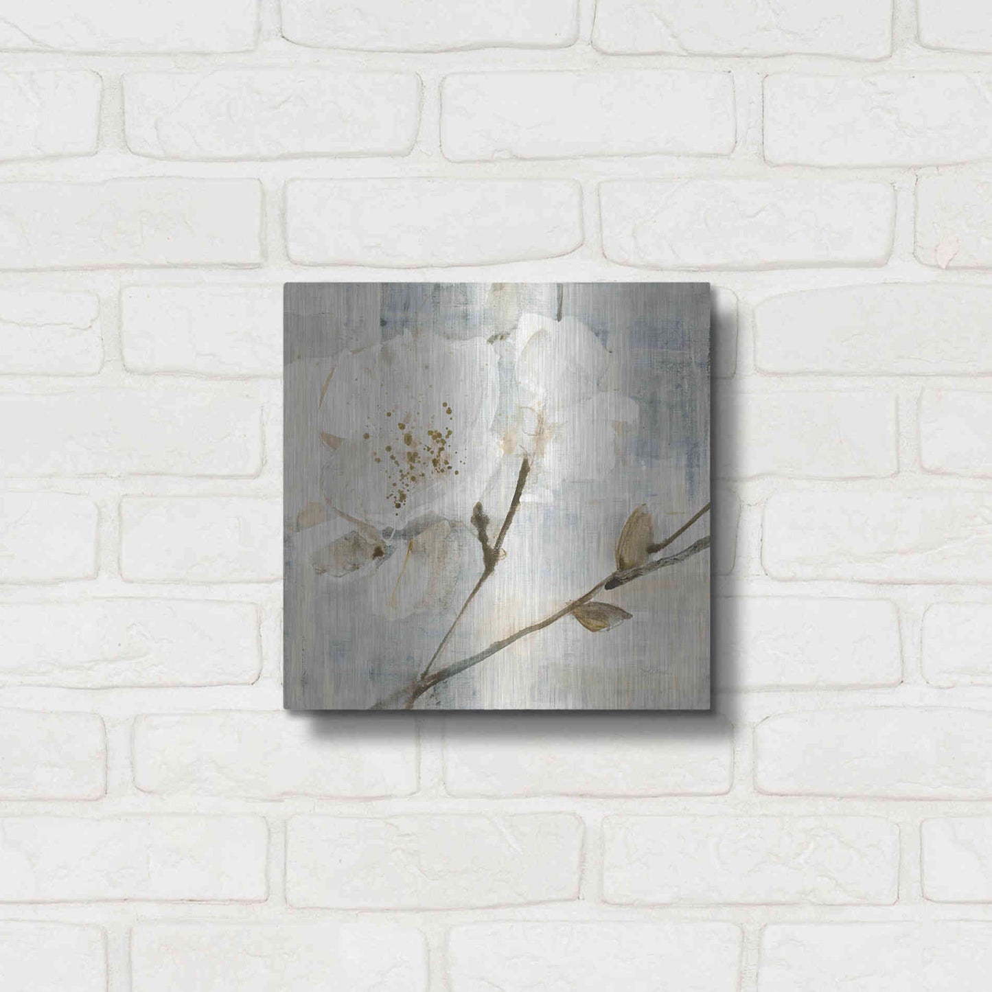 Luxe Metal Art 'Elegance I Greige' by Albena Hristova, Metal Wall Art,12x12