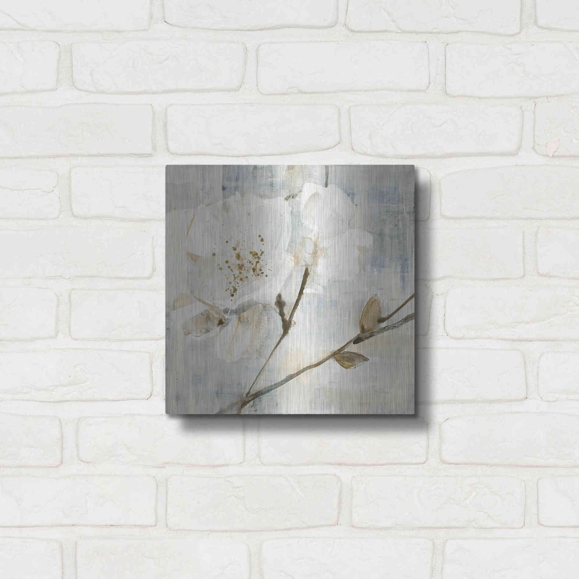 Luxe Metal Art 'Elegance I Greige' by Albena Hristova, Metal Wall Art,12x12