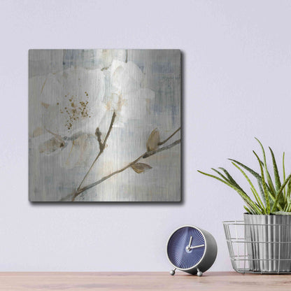 Luxe Metal Art 'Elegance I Greige' by Albena Hristova, Metal Wall Art,12x12