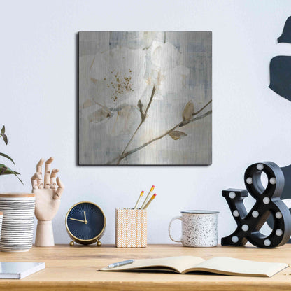 Luxe Metal Art 'Elegance I Greige' by Albena Hristova, Metal Wall Art,12x12