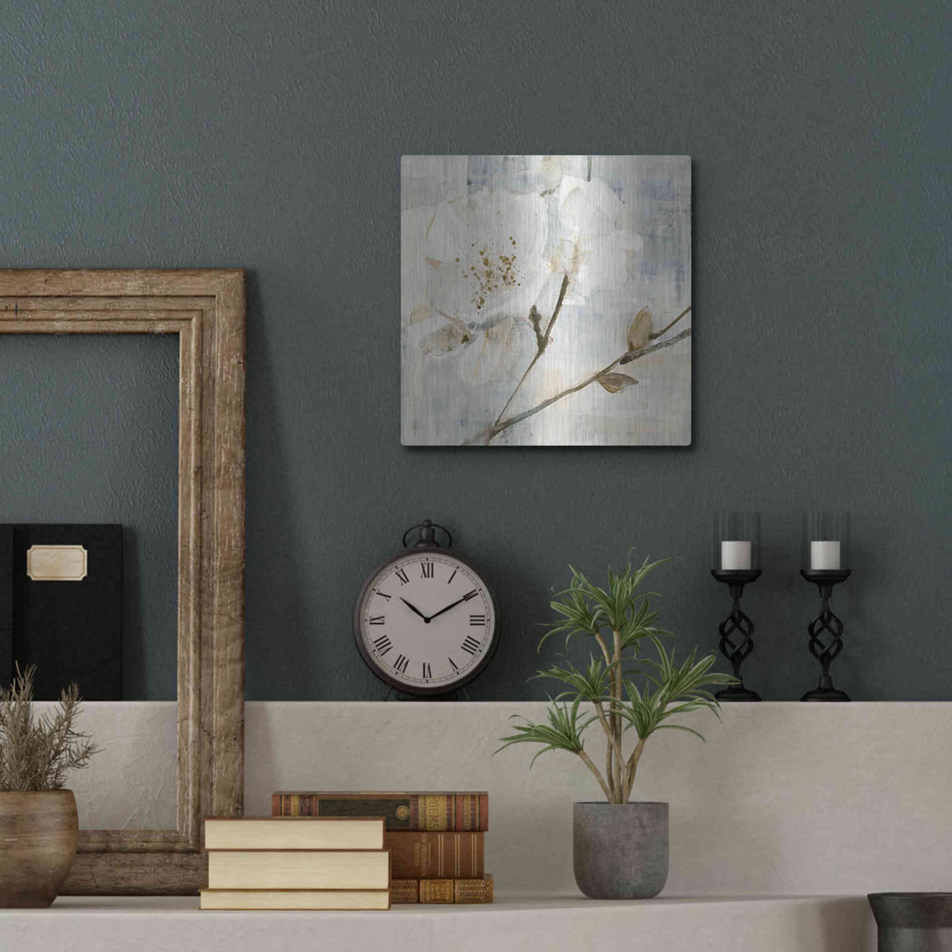 Luxe Metal Art 'Elegance I Greige' by Albena Hristova, Metal Wall Art,12x12