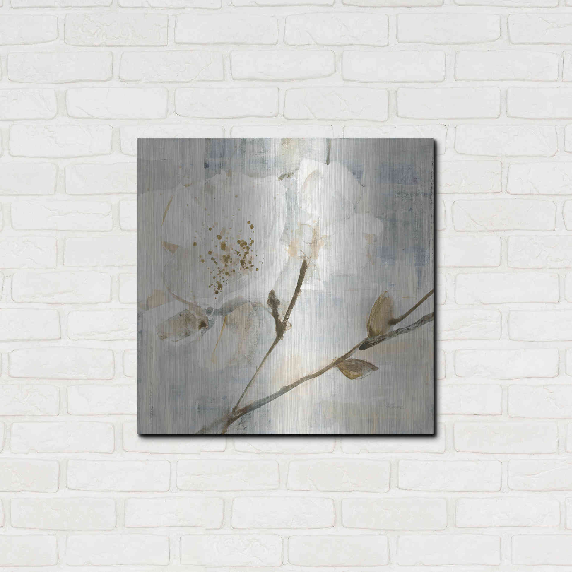 Luxe Metal Art 'Elegance I Greige' by Albena Hristova, Metal Wall Art,24x24