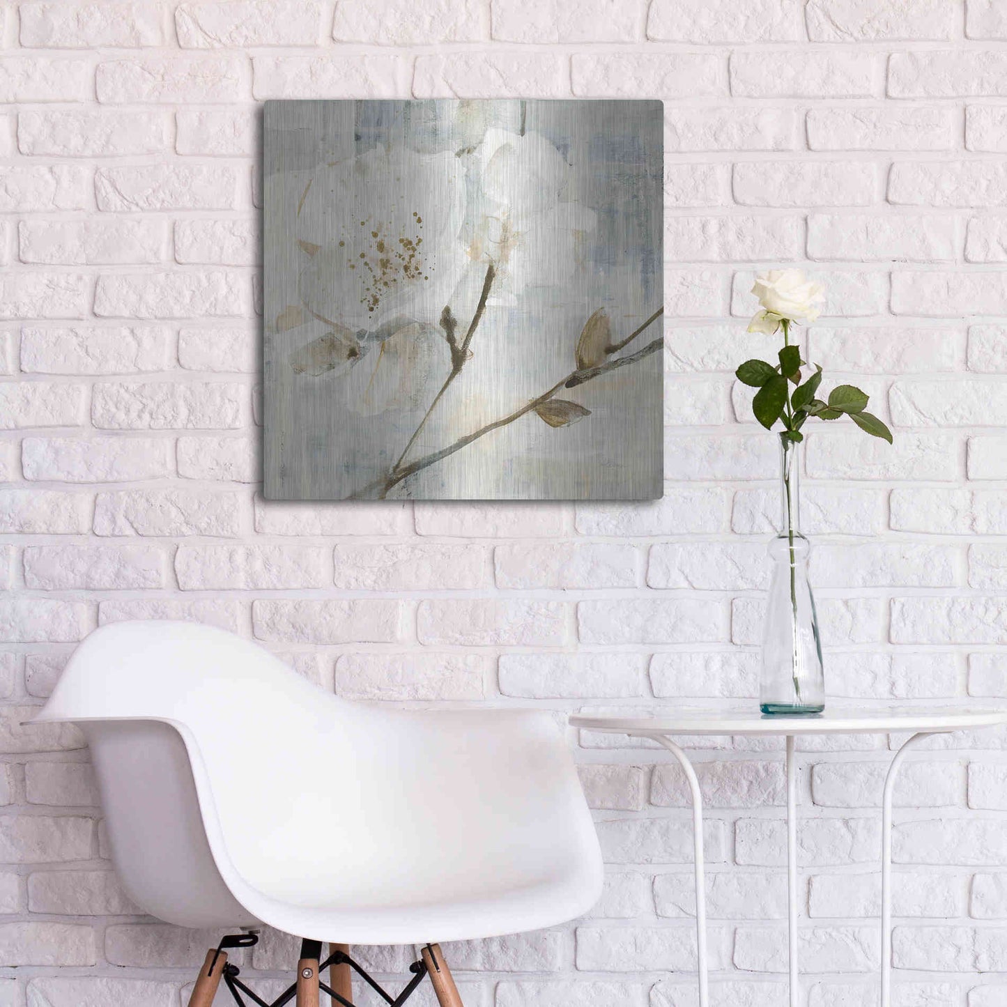 Luxe Metal Art 'Elegance I Greige' by Albena Hristova, Metal Wall Art,24x24