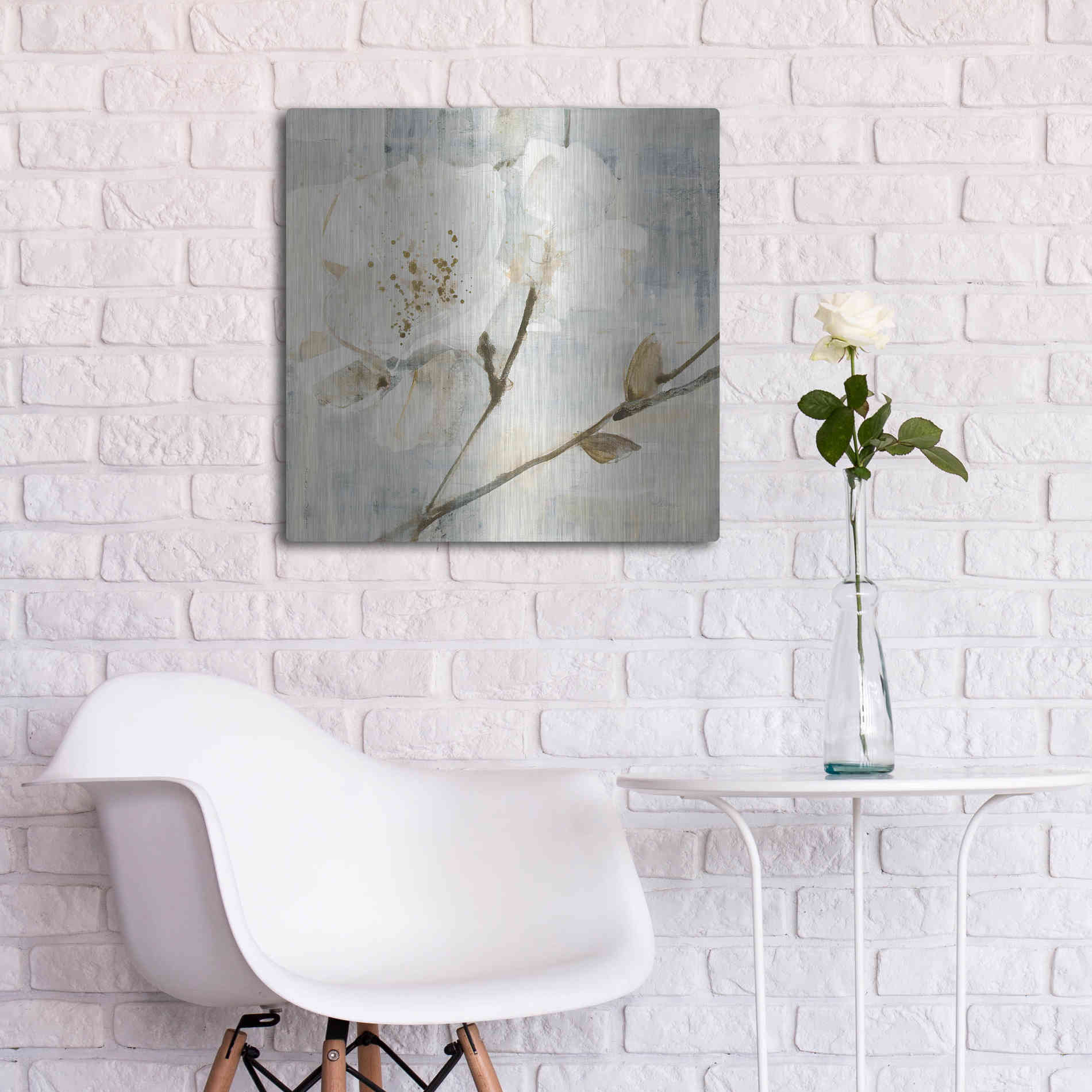 Luxe Metal Art 'Elegance I Greige' by Albena Hristova, Metal Wall Art,24x24