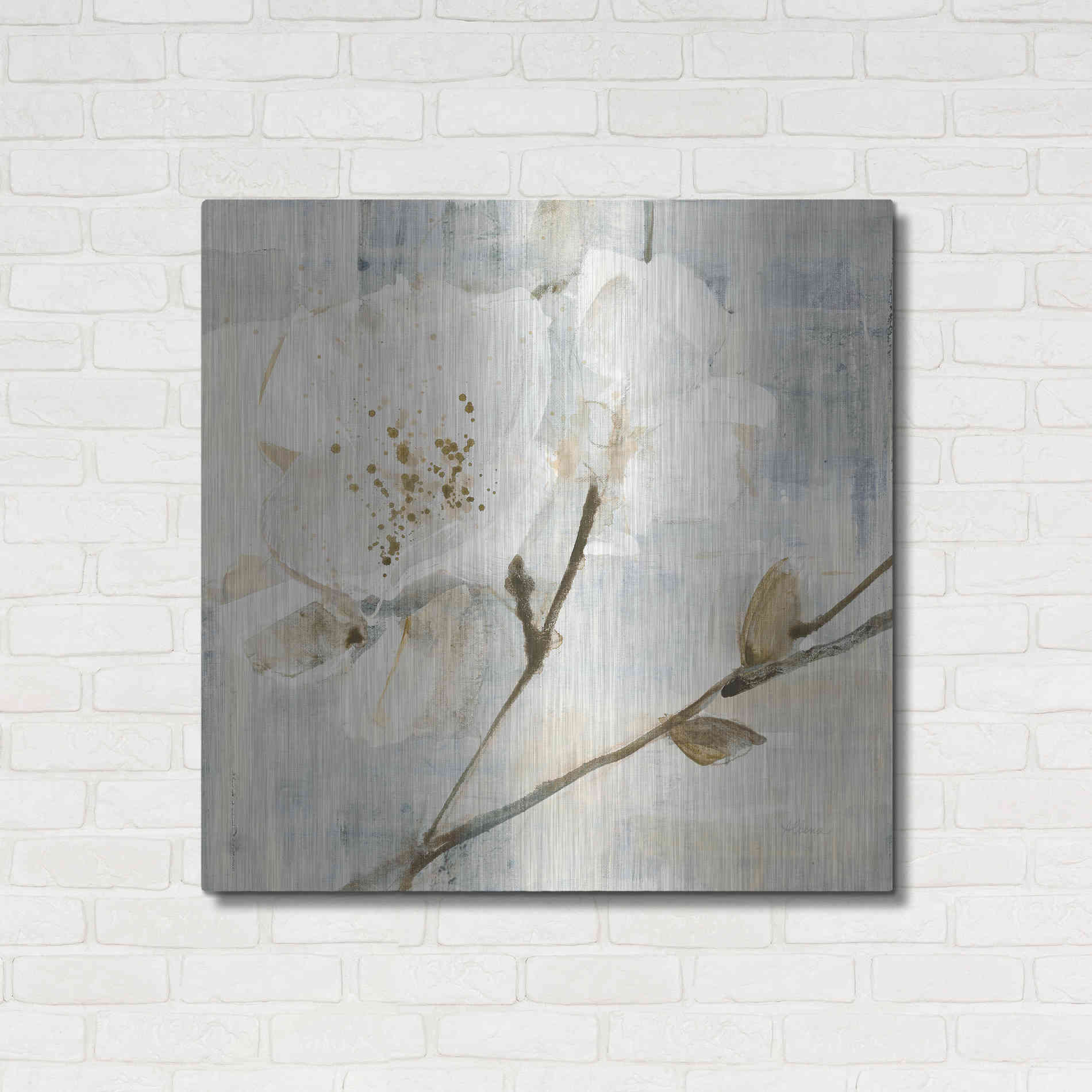 Luxe Metal Art 'Elegance I Greige' by Albena Hristova, Metal Wall Art,36x36