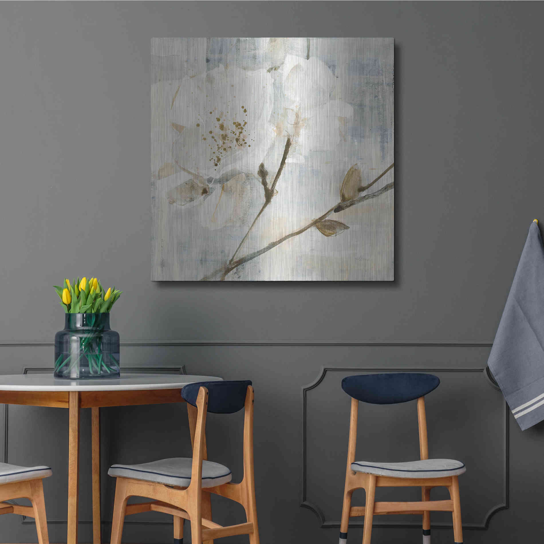 Luxe Metal Art 'Elegance I Greige' by Albena Hristova, Metal Wall Art,36x36
