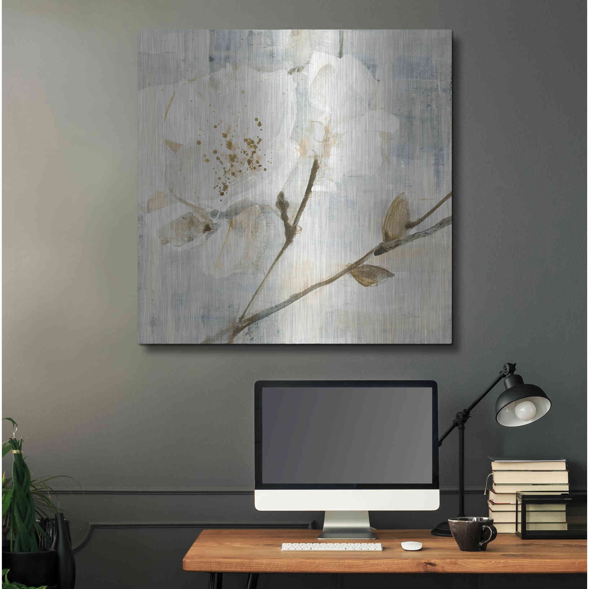 Luxe Metal Art 'Elegance I Greige' by Albena Hristova, Metal Wall Art,36x36