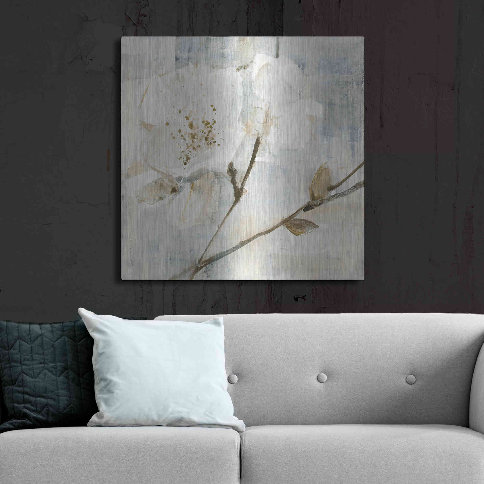 Luxe Metal Art 'Elegance I Greige' by Albena Hristova, Metal Wall Art,36x36