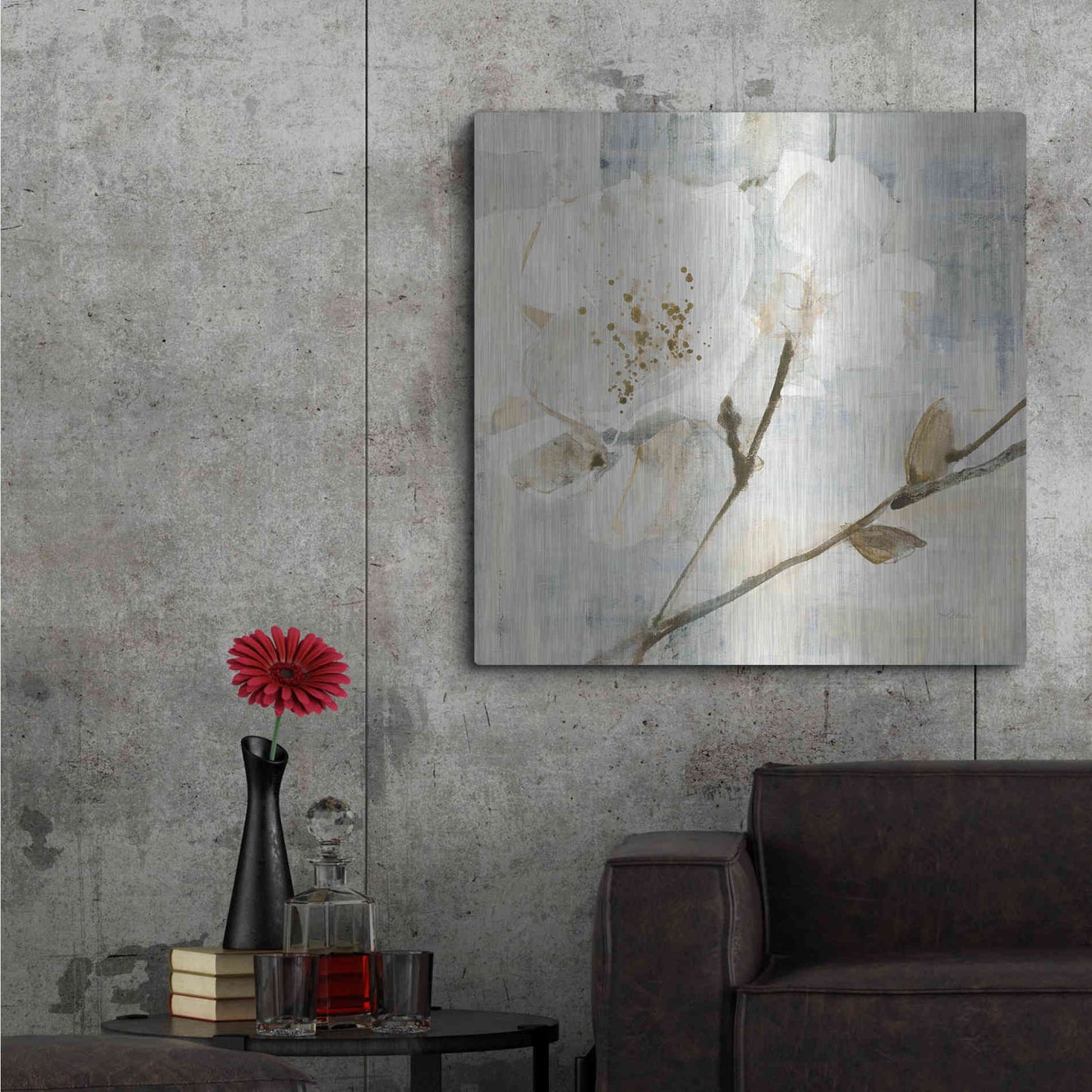 Luxe Metal Art 'Elegance I Greige' by Albena Hristova, Metal Wall Art,36x36
