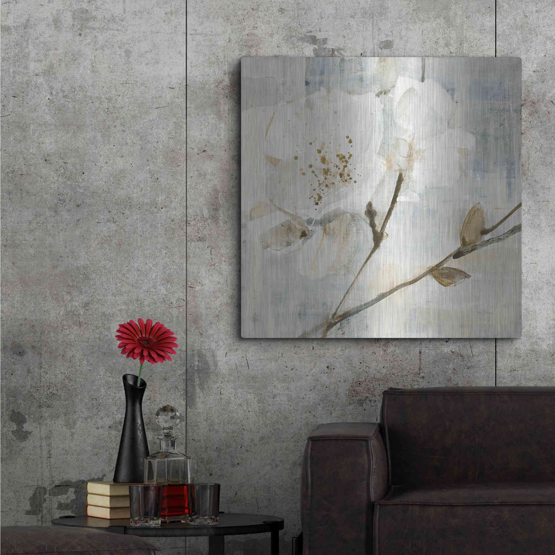 Luxe Metal Art 'Elegance I Greige' by Albena Hristova, Metal Wall Art,36x36