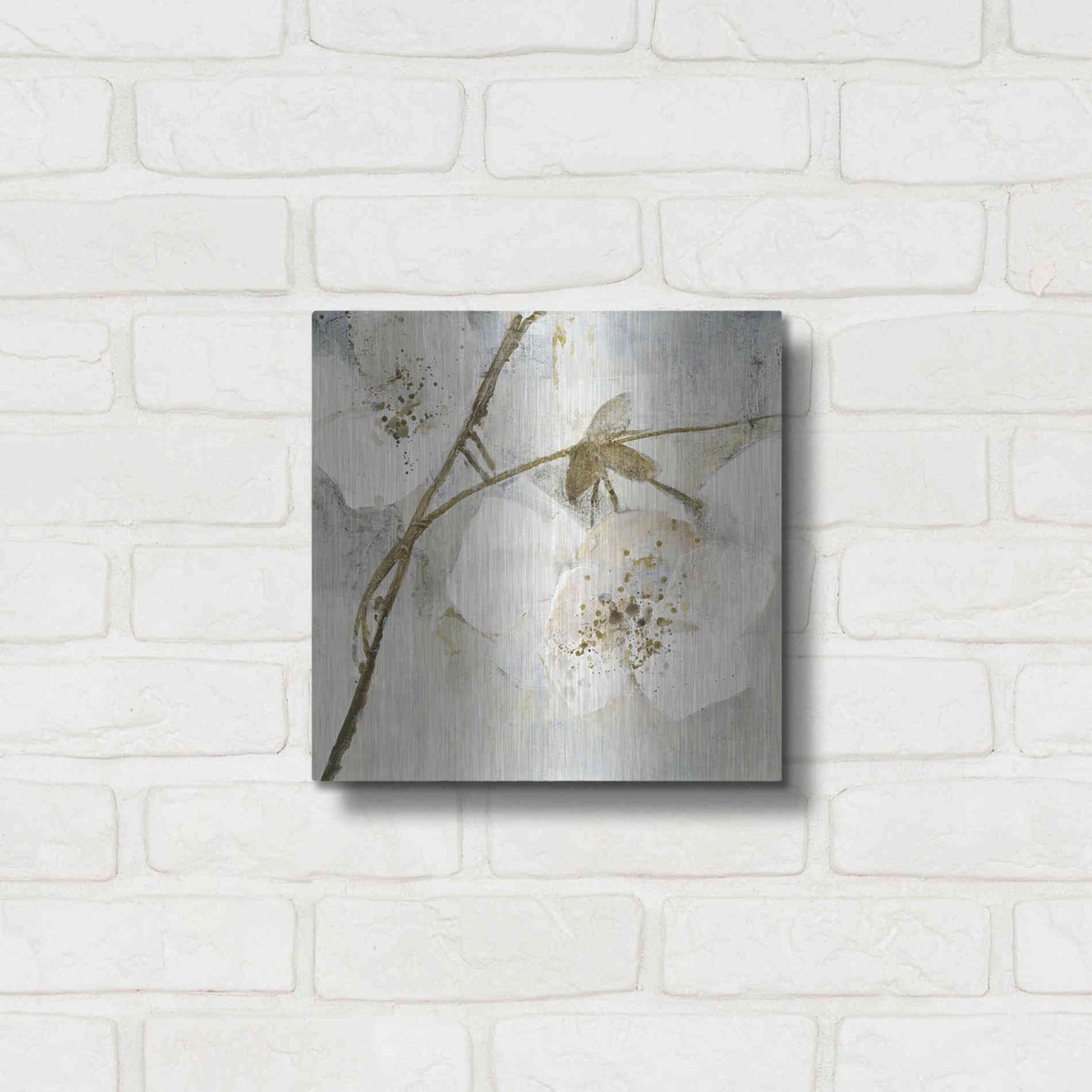 Luxe Metal Art 'Elegance II Greige' by Albena Hristova, Metal Wall Art,12x12