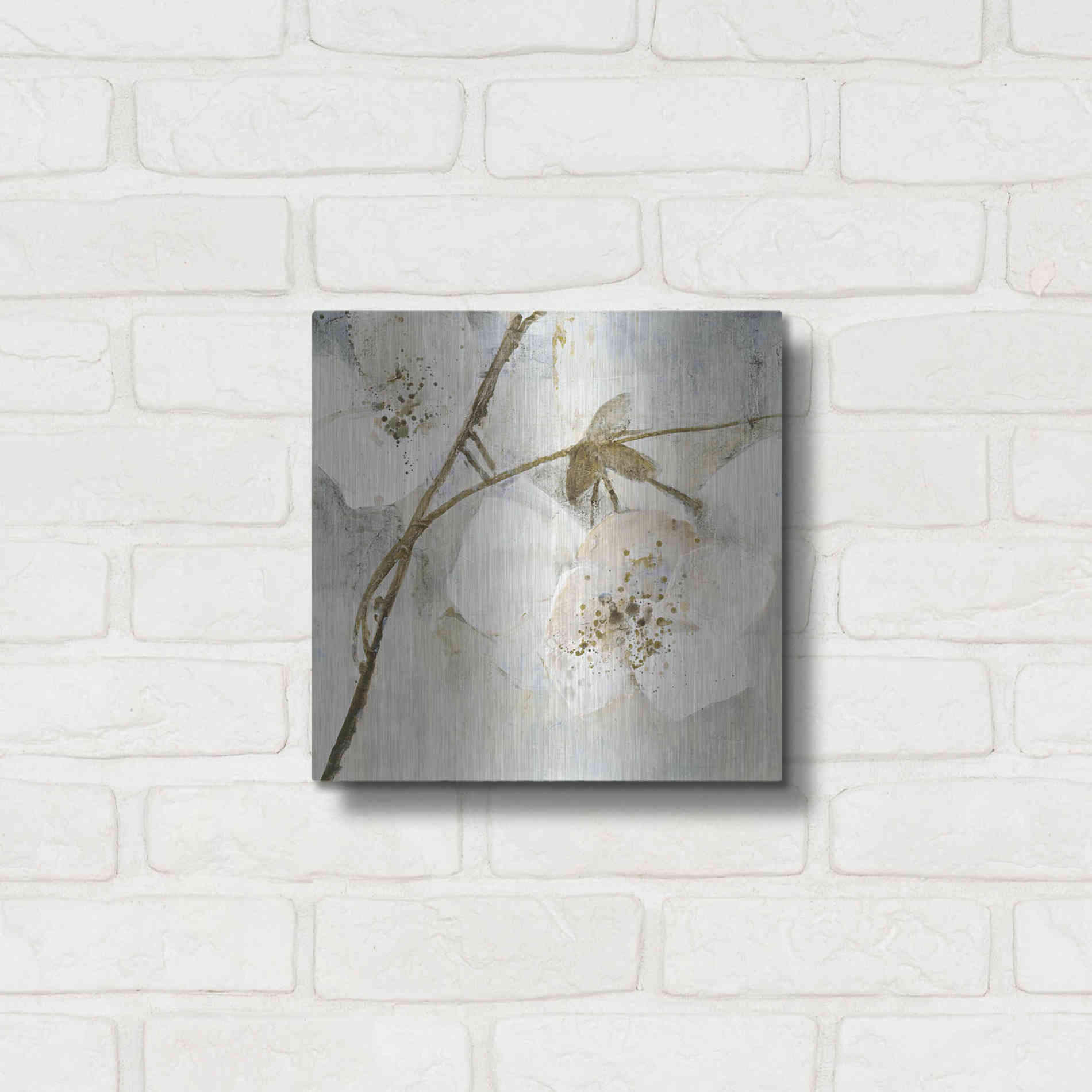 Luxe Metal Art 'Elegance II Greige' by Albena Hristova, Metal Wall Art,12x12