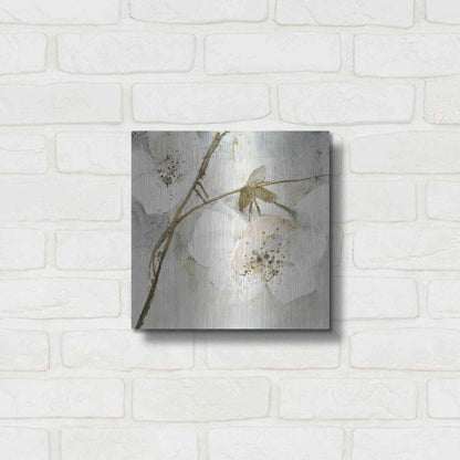 Luxe Metal Art 'Elegance II Greige' by Albena Hristova, Metal Wall Art,12x12