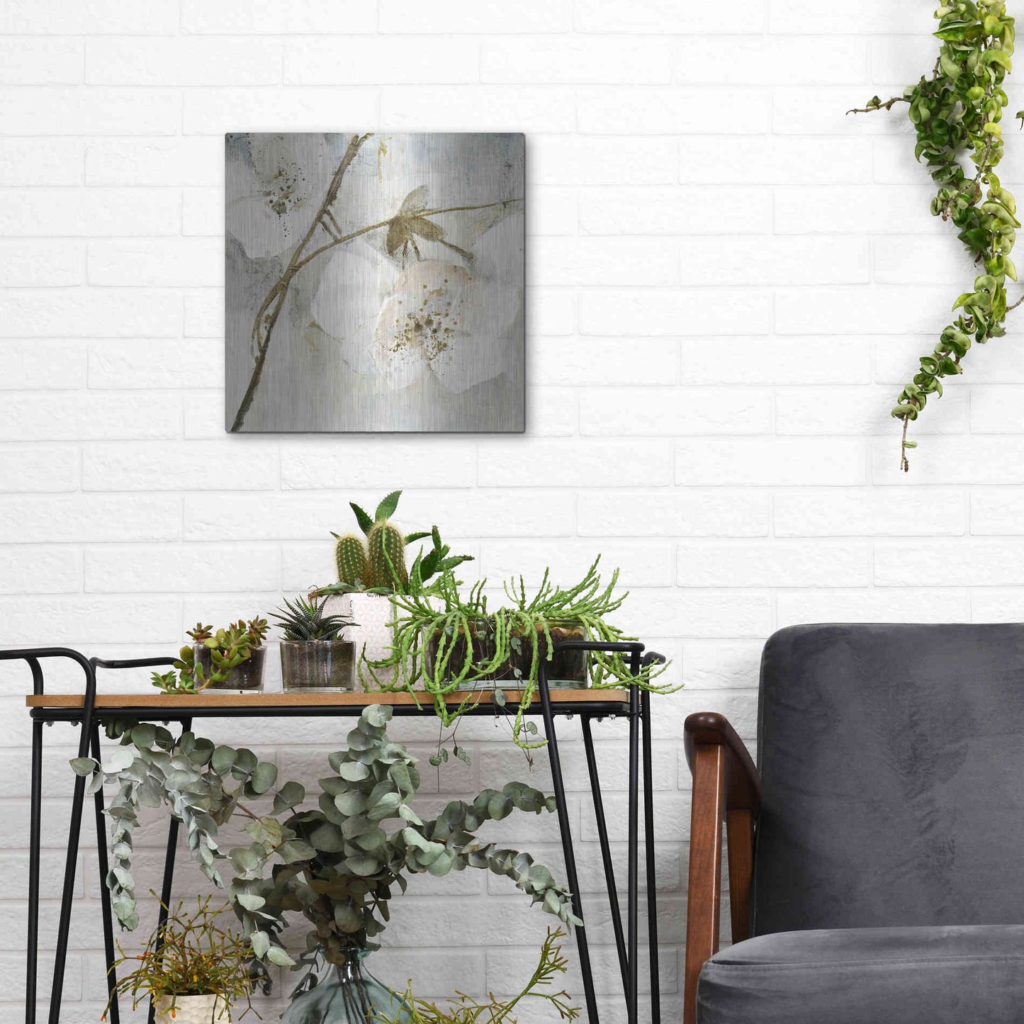 Luxe Metal Art 'Elegance II Greige' by Albena Hristova, Metal Wall Art,12x12