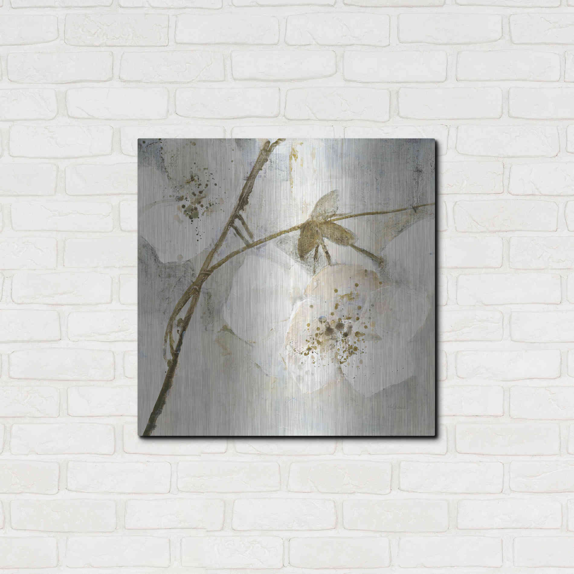 Luxe Metal Art 'Elegance II Greige' by Albena Hristova, Metal Wall Art,24x24