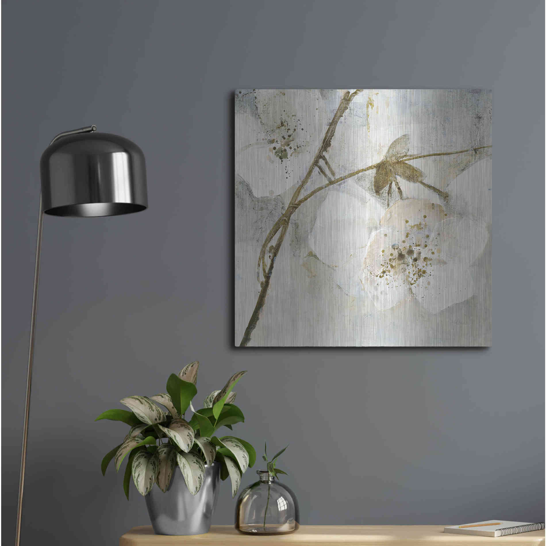 Luxe Metal Art 'Elegance II Greige' by Albena Hristova, Metal Wall Art,24x24