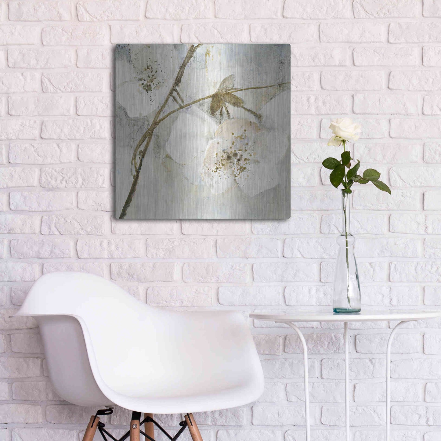 Luxe Metal Art 'Elegance II Greige' by Albena Hristova, Metal Wall Art,24x24