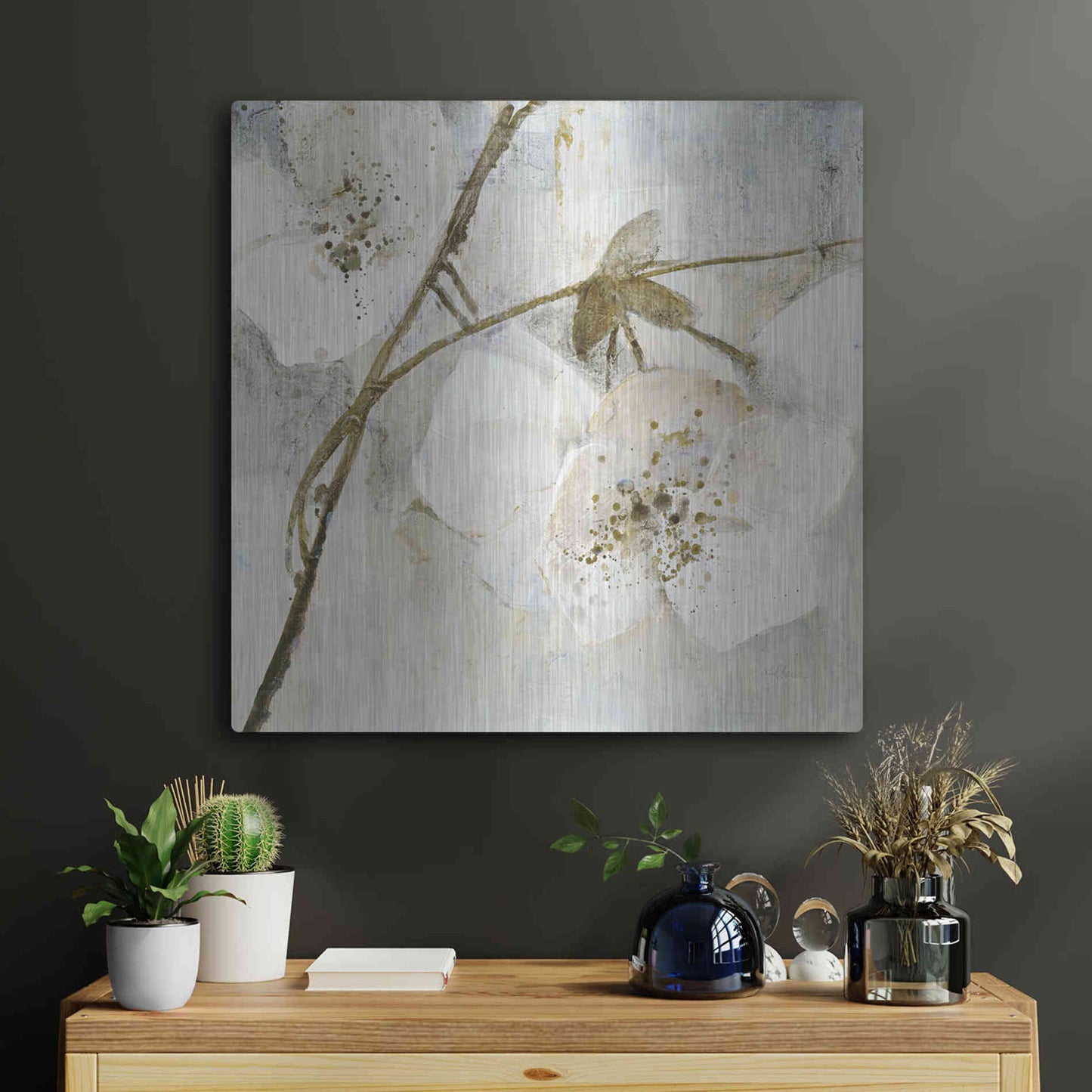 Luxe Metal Art 'Elegance II Greige' by Albena Hristova, Metal Wall Art,24x24