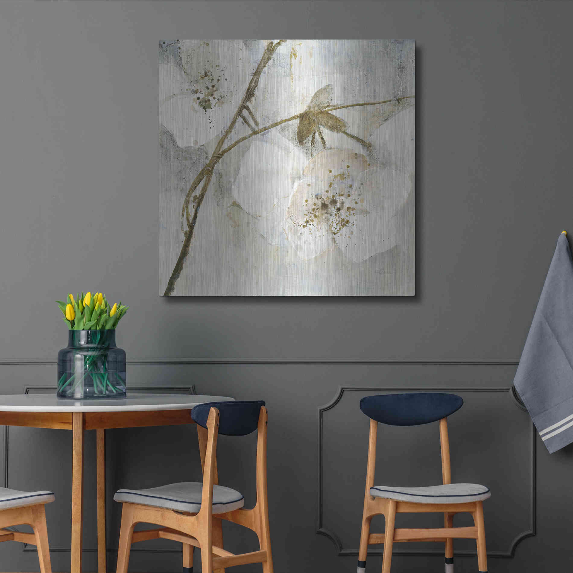 Luxe Metal Art 'Elegance II Greige' by Albena Hristova, Metal Wall Art,36x36