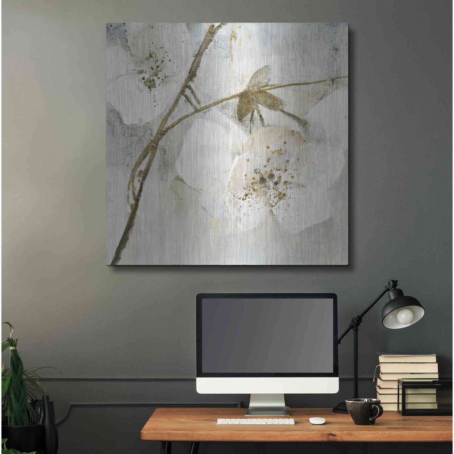 Luxe Metal Art 'Elegance II Greige' by Albena Hristova, Metal Wall Art,36x36