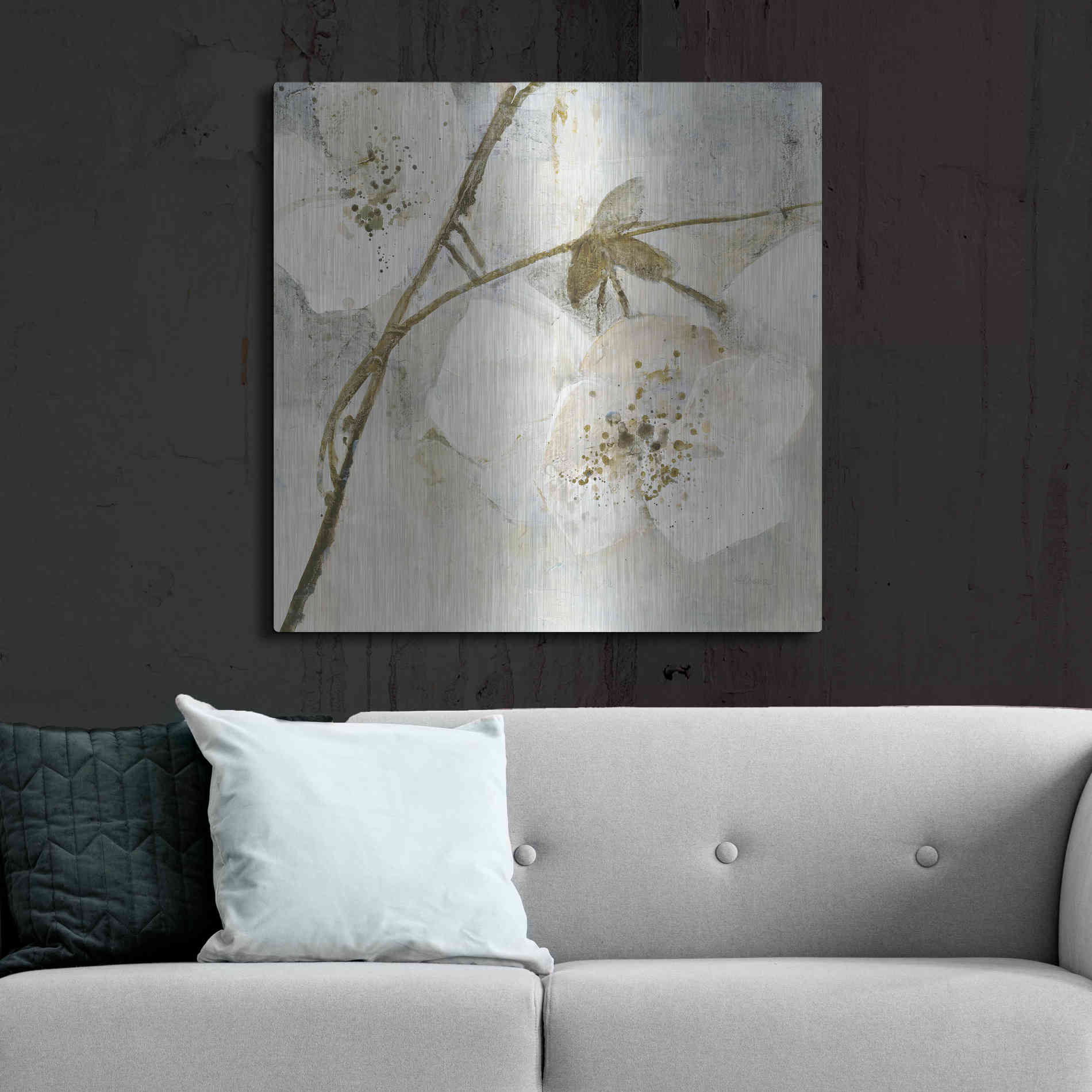 Luxe Metal Art 'Elegance II Greige' by Albena Hristova, Metal Wall Art,36x36
