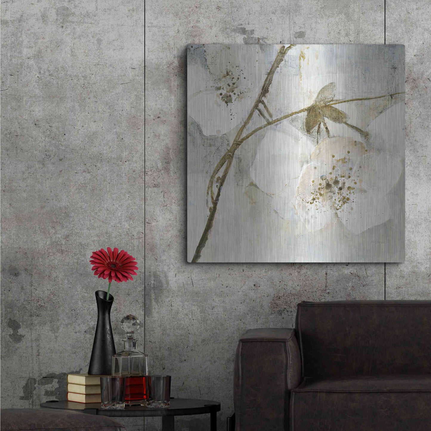 Luxe Metal Art 'Elegance II Greige' by Albena Hristova, Metal Wall Art,36x36