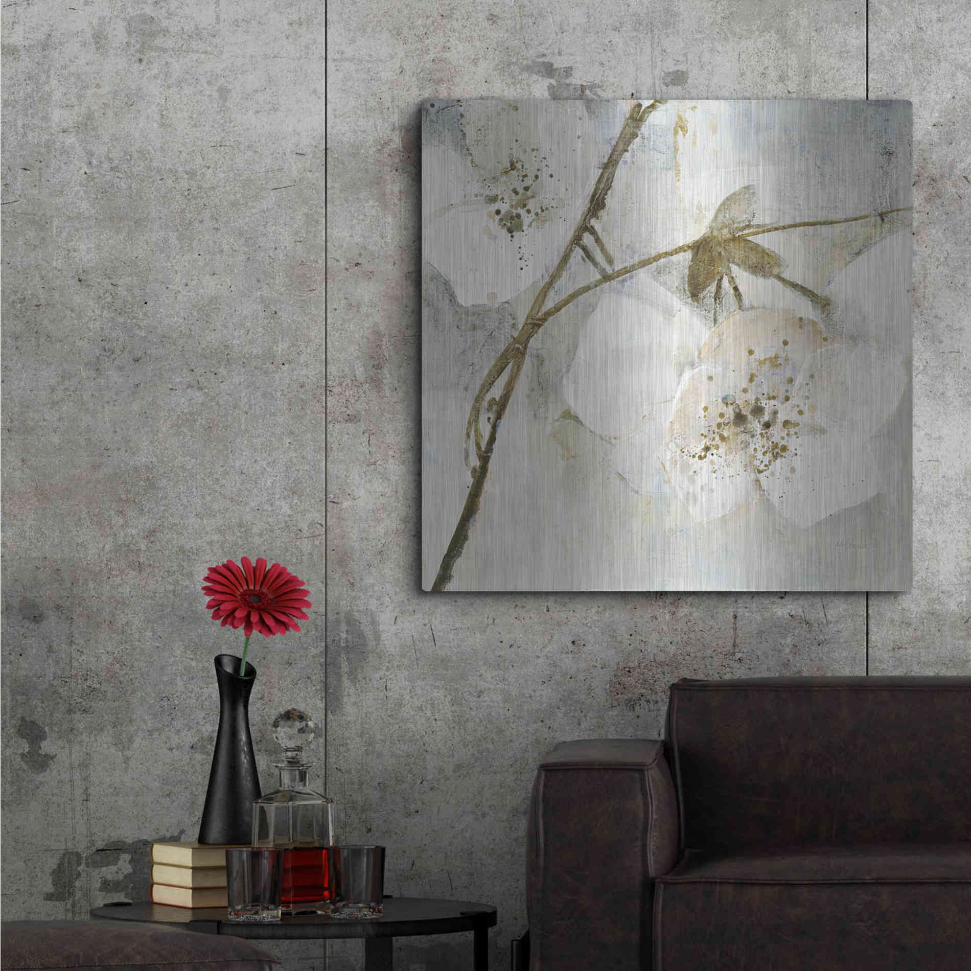 Luxe Metal Art 'Elegance II Greige' by Albena Hristova, Metal Wall Art,36x36