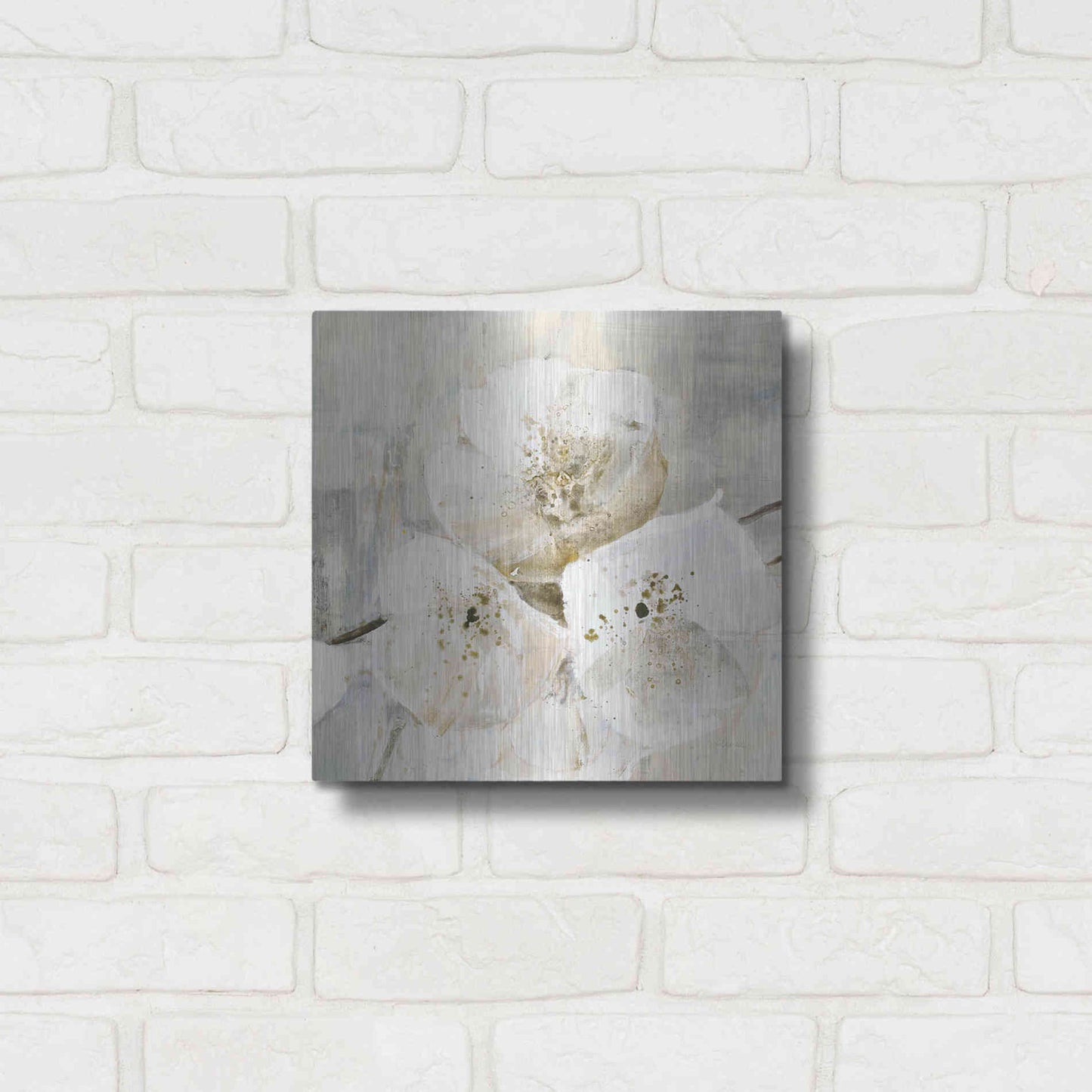 Luxe Metal Art 'Elegance III Greige' by Albena Hristova, Metal Wall Art,12x12
