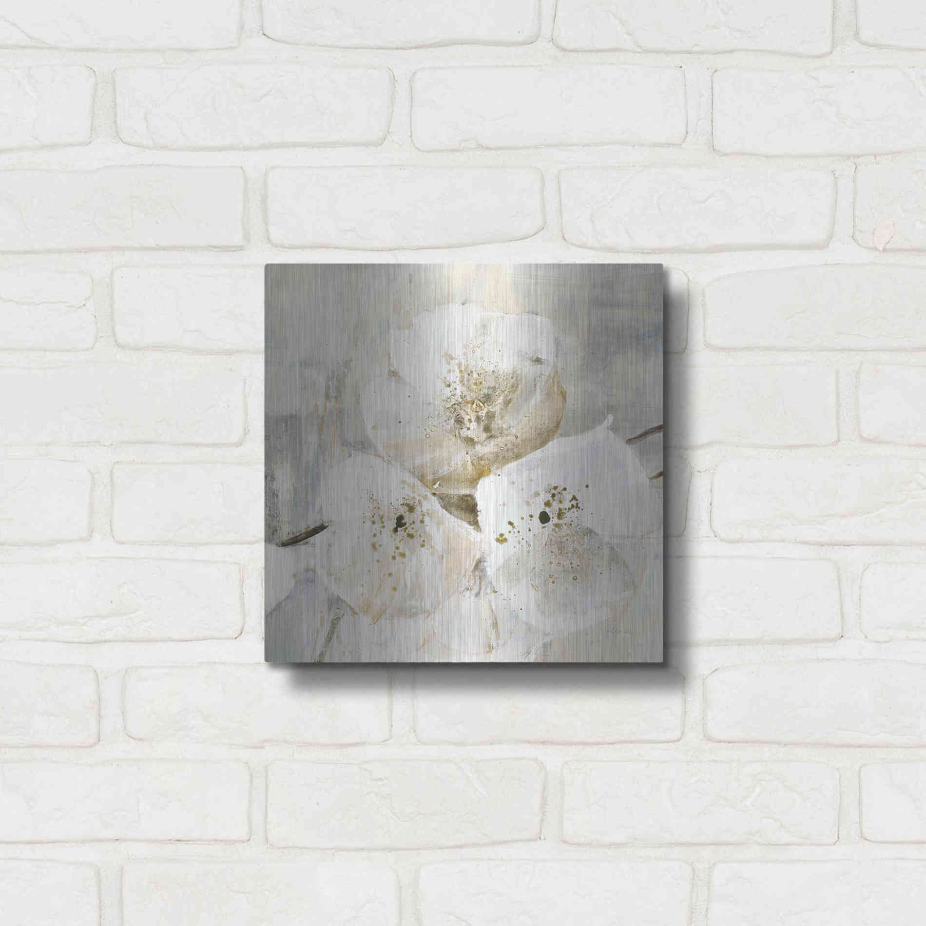 Luxe Metal Art 'Elegance III Greige' by Albena Hristova, Metal Wall Art,12x12