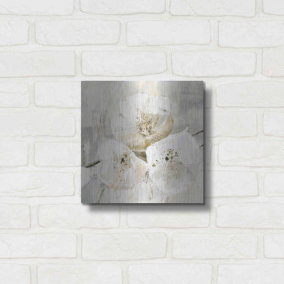 Luxe Metal Art 'Elegance III Greige' by Albena Hristova, Metal Wall Art,12x12