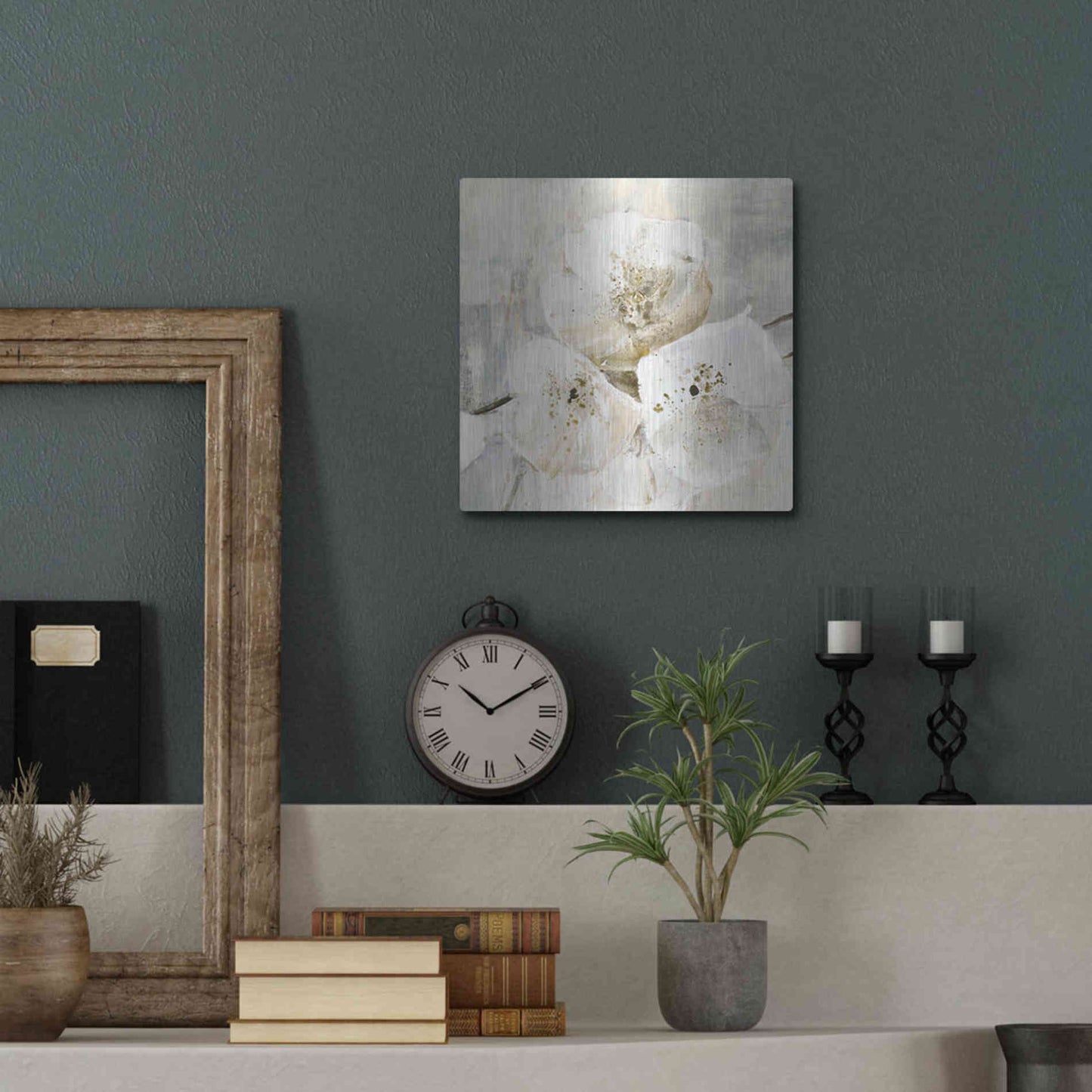Luxe Metal Art 'Elegance III Greige' by Albena Hristova, Metal Wall Art,12x12