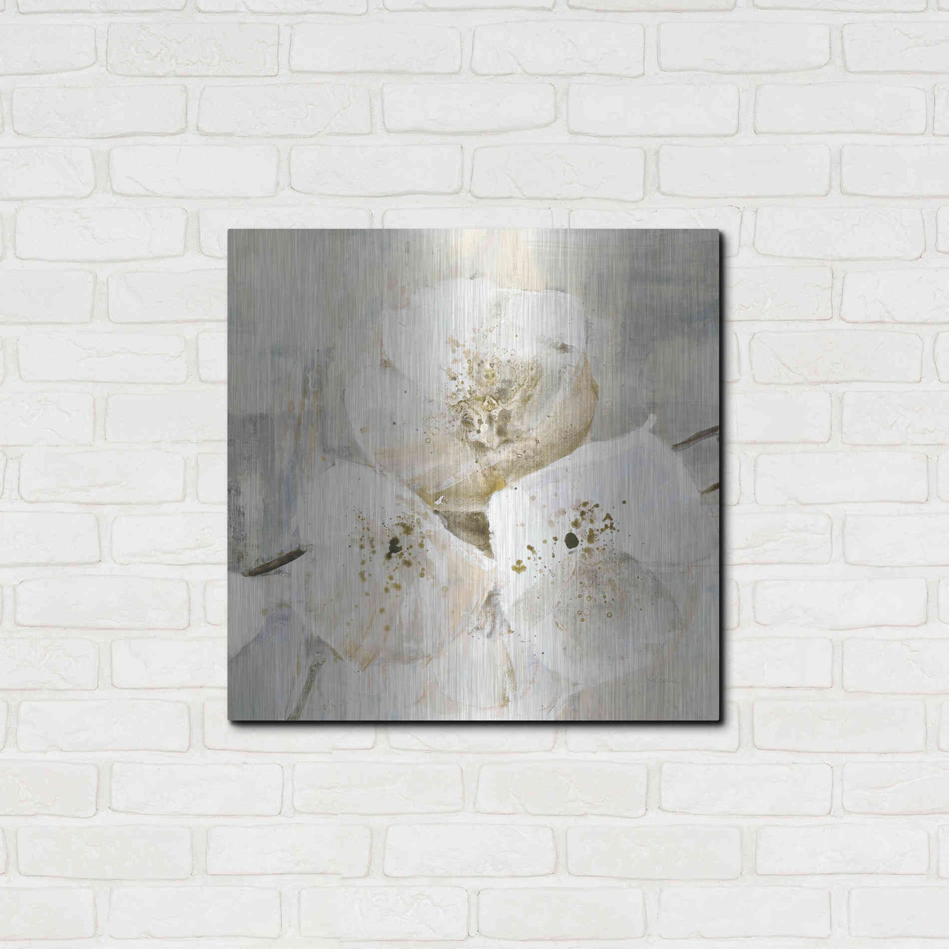 Luxe Metal Art 'Elegance III Greige' by Albena Hristova, Metal Wall Art,24x24