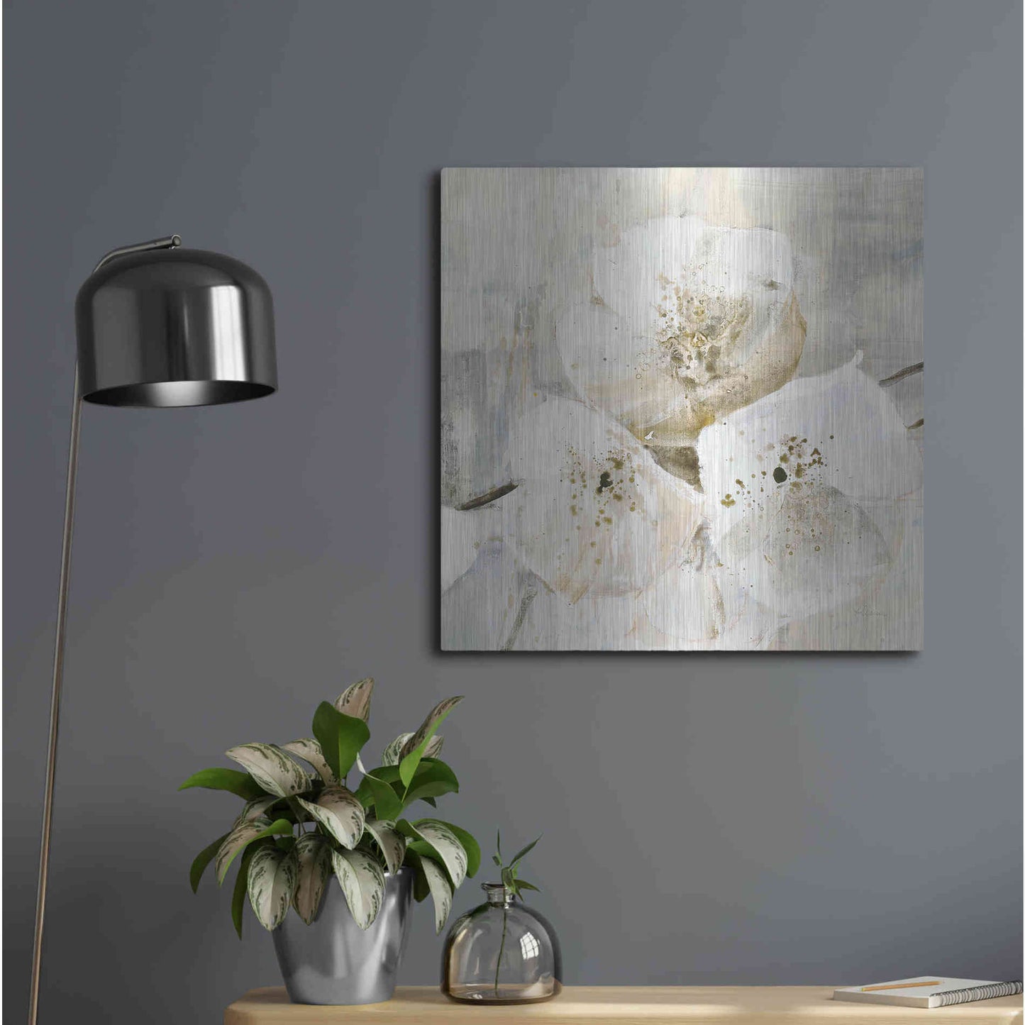Luxe Metal Art 'Elegance III Greige' by Albena Hristova, Metal Wall Art,24x24