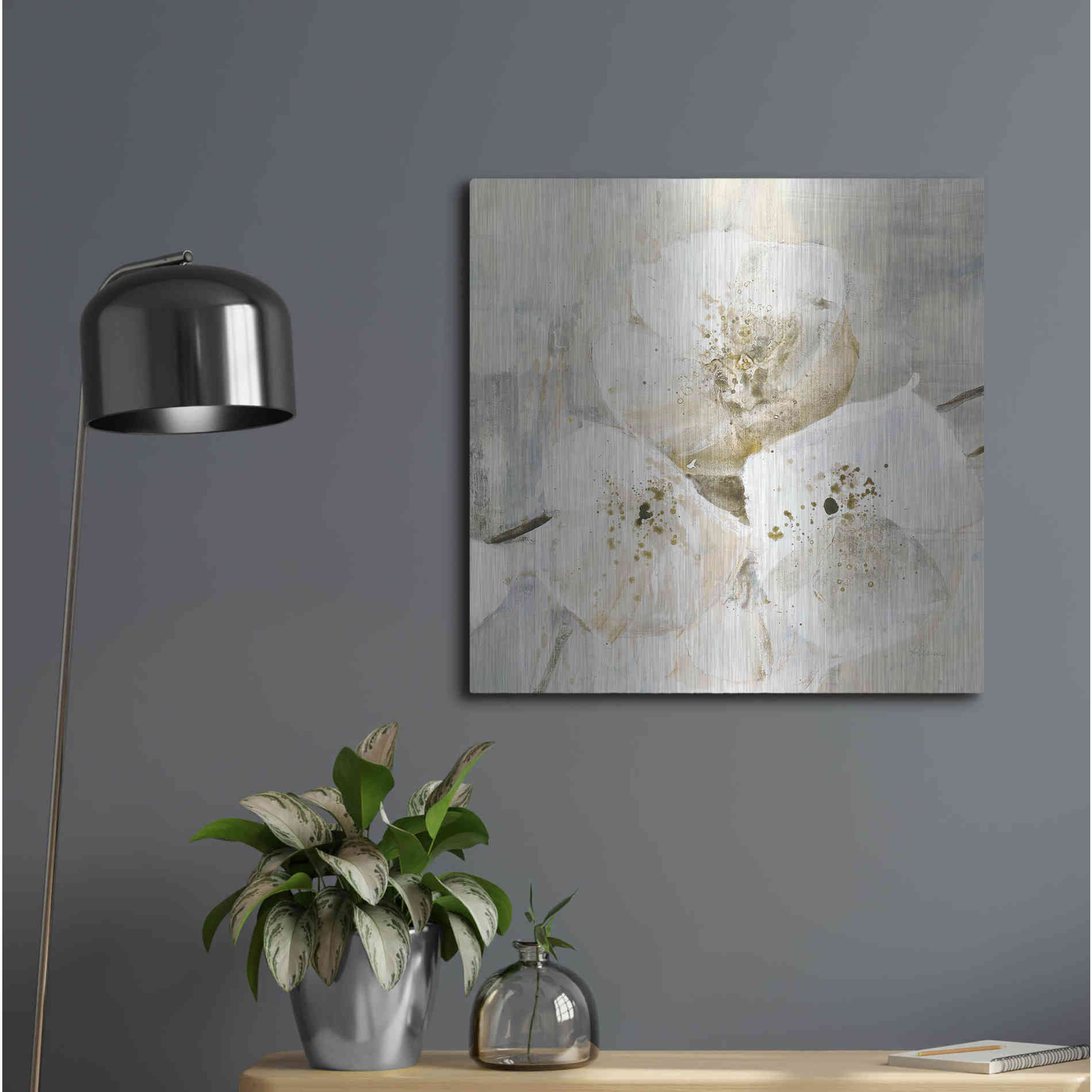 Luxe Metal Art 'Elegance III Greige' by Albena Hristova, Metal Wall Art,24x24