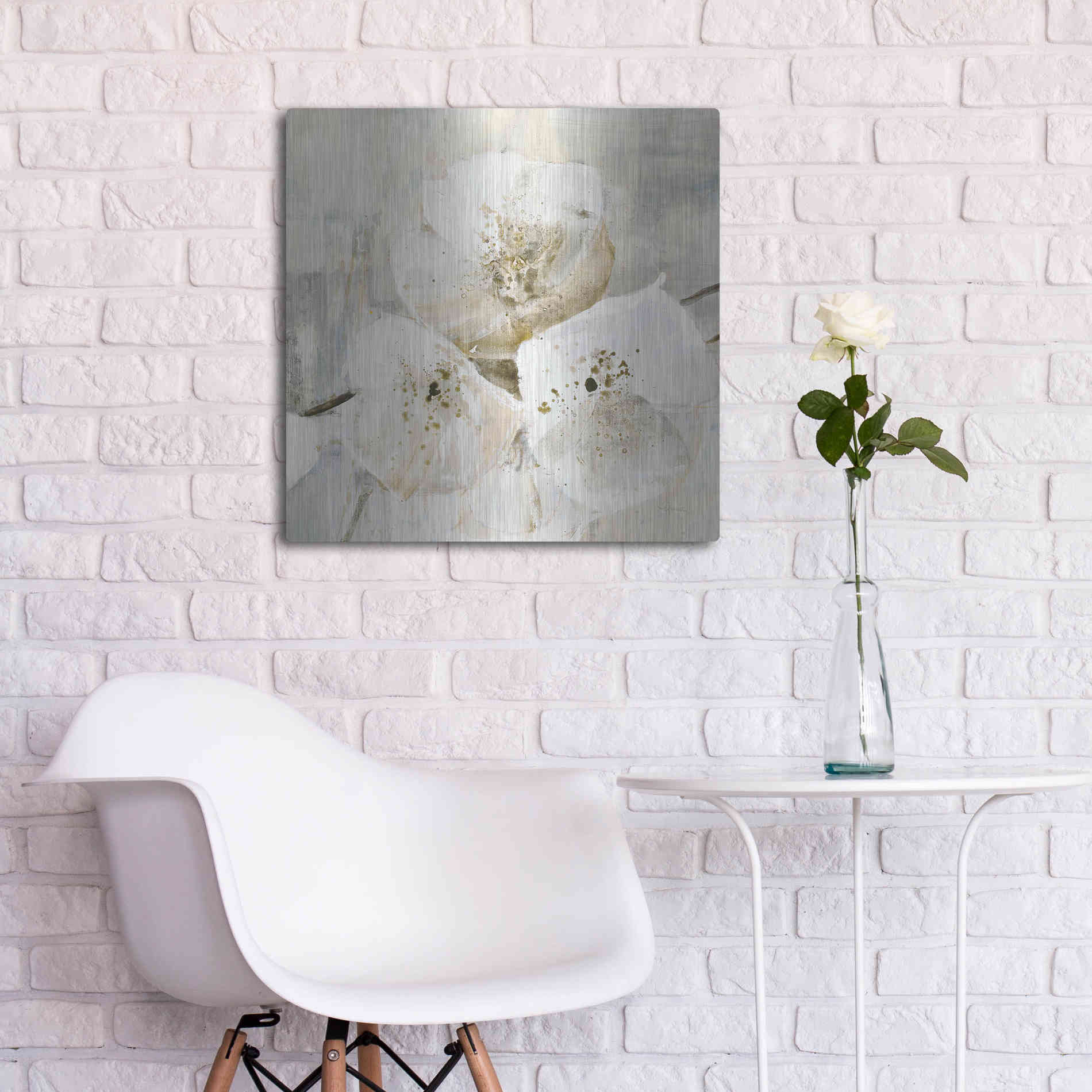 Luxe Metal Art 'Elegance III Greige' by Albena Hristova, Metal Wall Art,24x24
